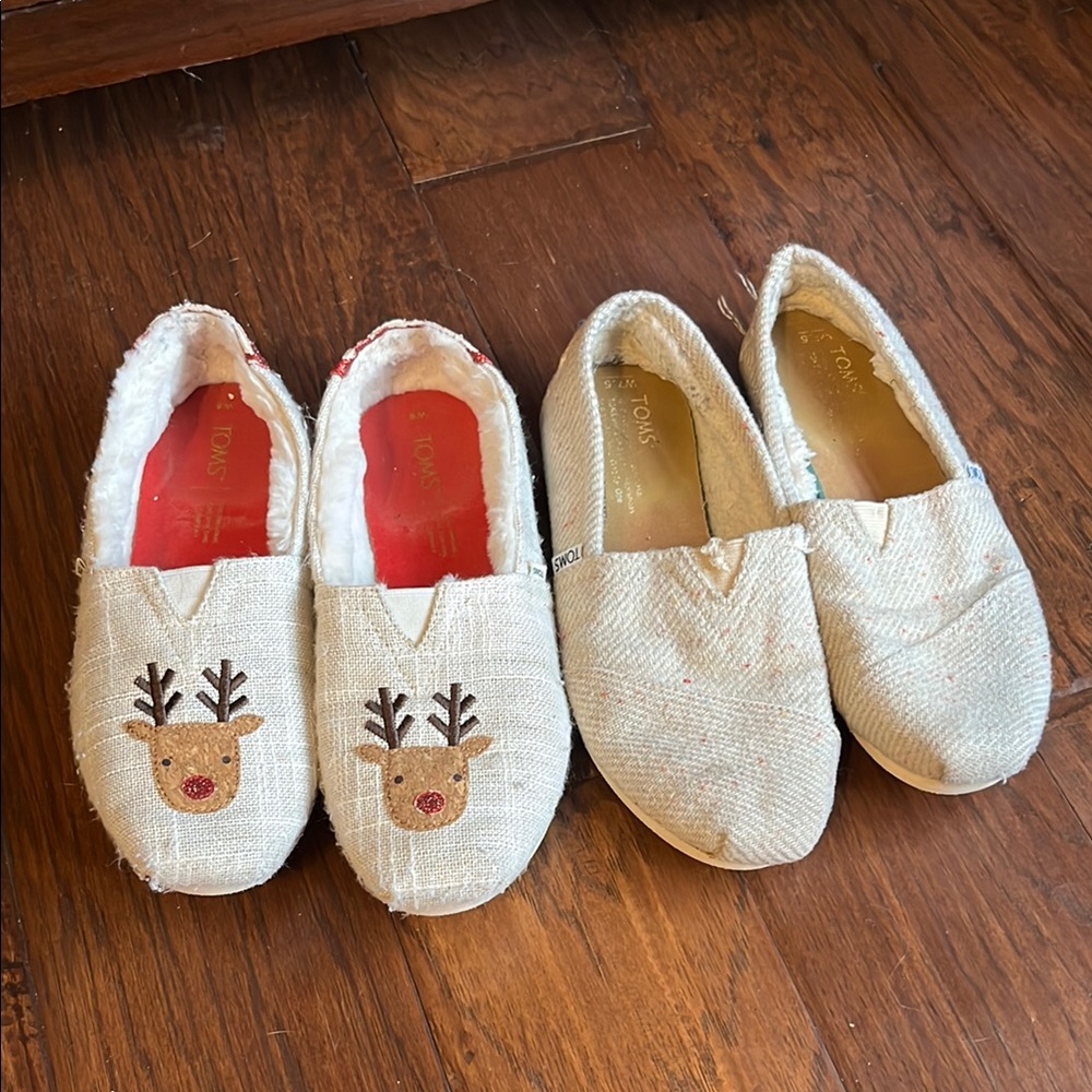 Toms Rudolph Reindeer & Cream Slip-On Shoes